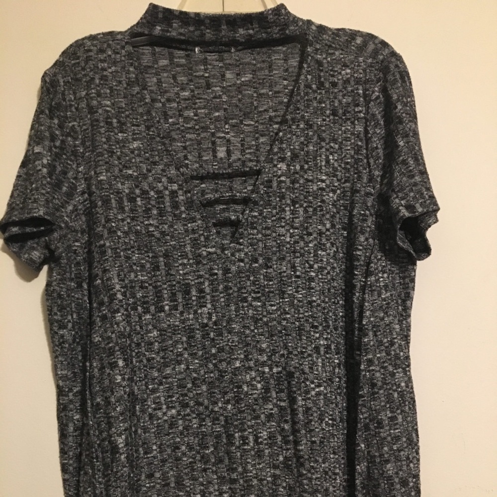 Women’s Dark Grey Choker shirt with V Neck